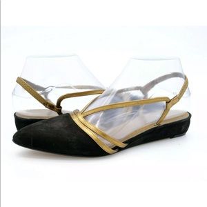 Paloma Black Suede Pointed Toe Slingback Sandals